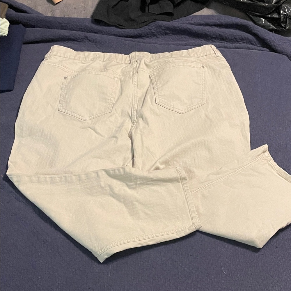 CJ Banks Women's Straight Leg Pants in Light Tan - Picture 3 of 6